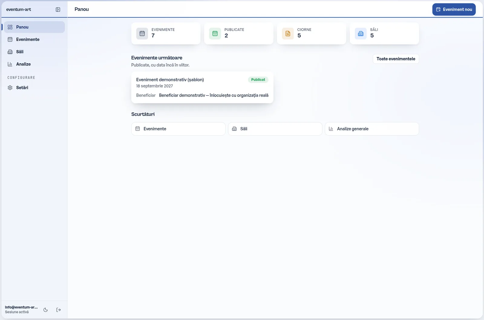 Panoul de administrare
