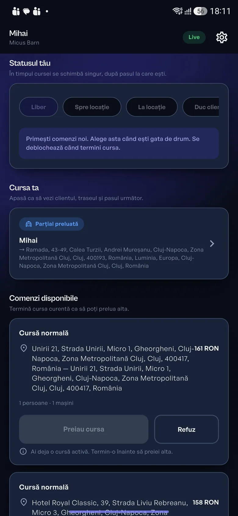 Aplicația șoferului