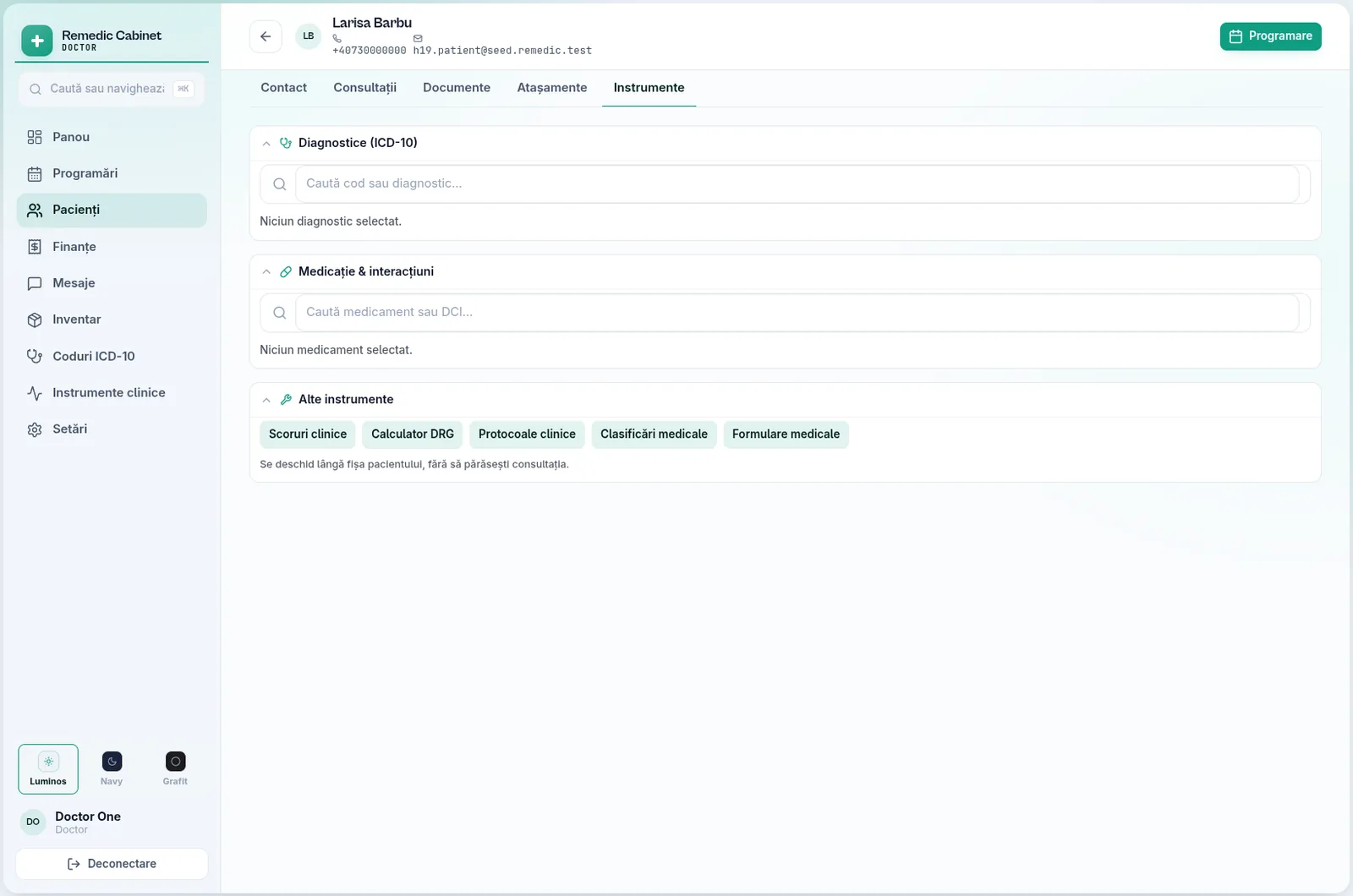 Instrumentele, lângă fișă
